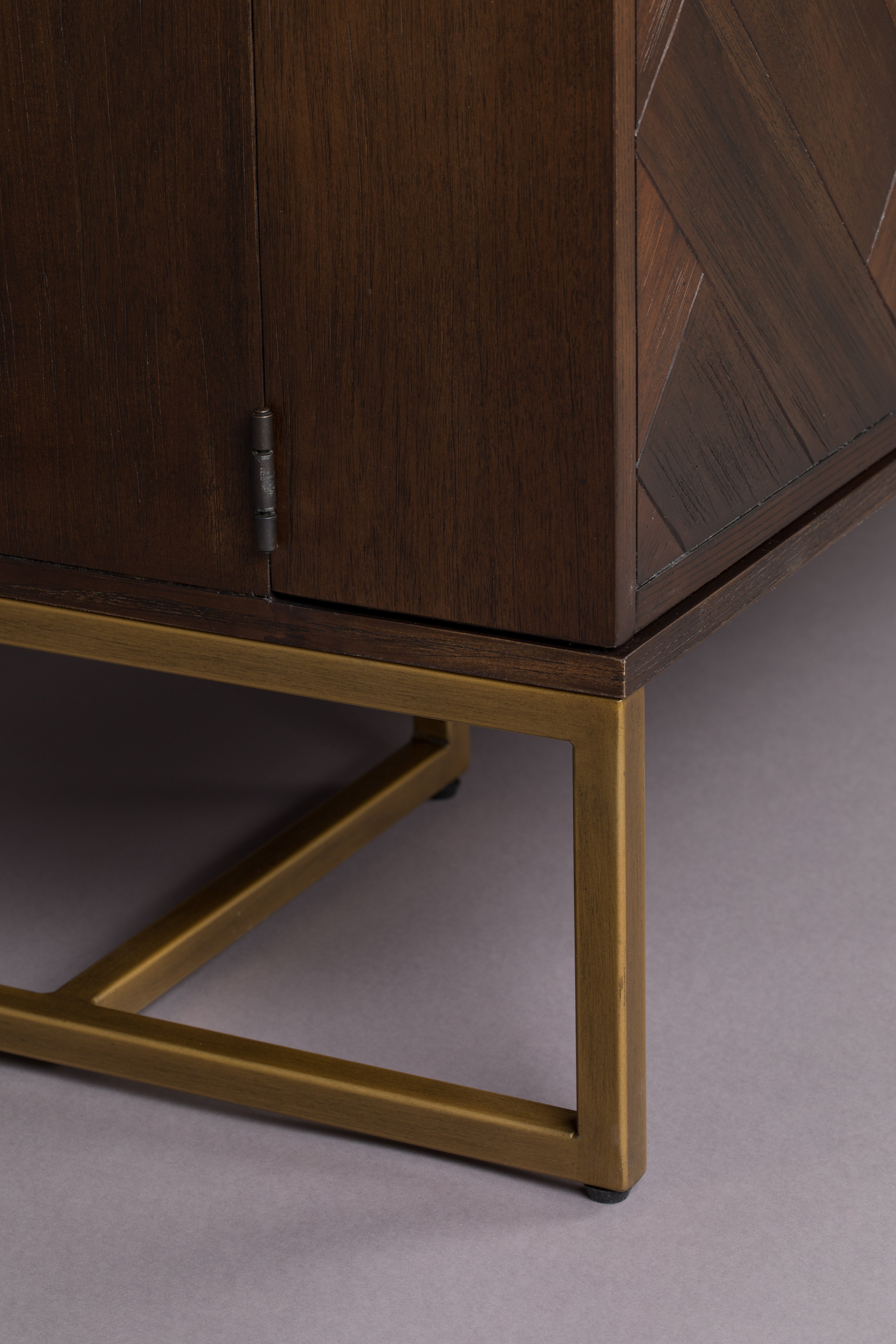 Dutchbone Class Herringbone Brown Acacia Wood Drinks Cabinet